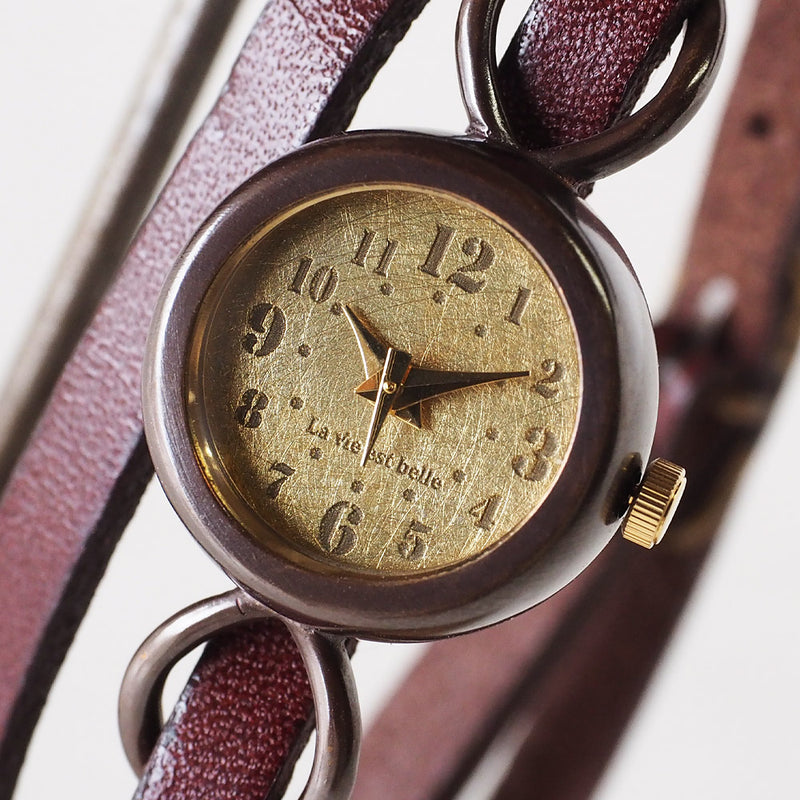 vie handmade watch "collon brass" double belt ladies [WB-066-W-BELT] 