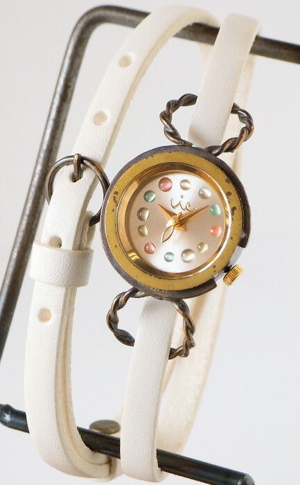 vie Handmade Watch “Pastel Drop” Double Belt Ladies [WB-074-W-BELT] 