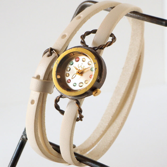 vie（ヴィー） 手作り腕時計 “パステル ドロップ” 2重ベルト レディース [WB-074-W-BELT]