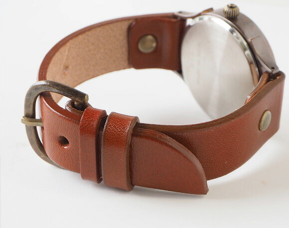 【文字盤の配置はおまかせ】 vie（ヴィー） 手作り腕時計 “simple wood 寄せ木文字盤” Lサイズ [WB-077L]