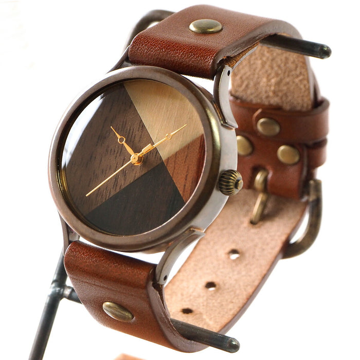 [錶盤位置由你決定] vie 手工手錶“簡約實木拼花錶盤”L 尺寸 [WB-077L] 