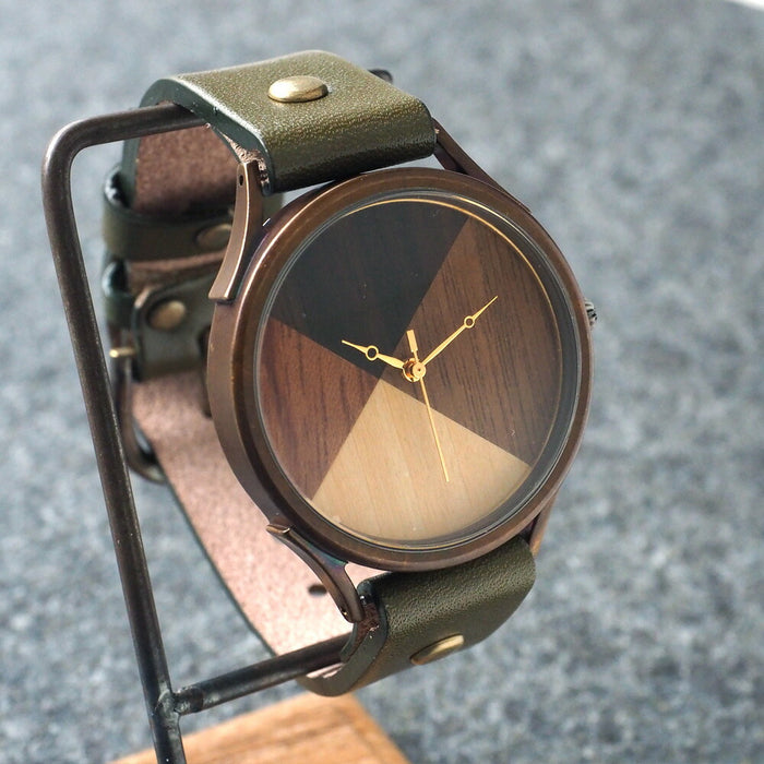 [Leave the placement of the dial to the artist] vie handmade watch “simple wood” parquet dial XL size [WB-077X] 