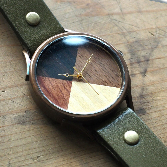 【錶盤擺放位置留給藝術家】vie 手工手錶“簡單木頭”拼花錶盤 XL 尺寸 [WB-077X] 