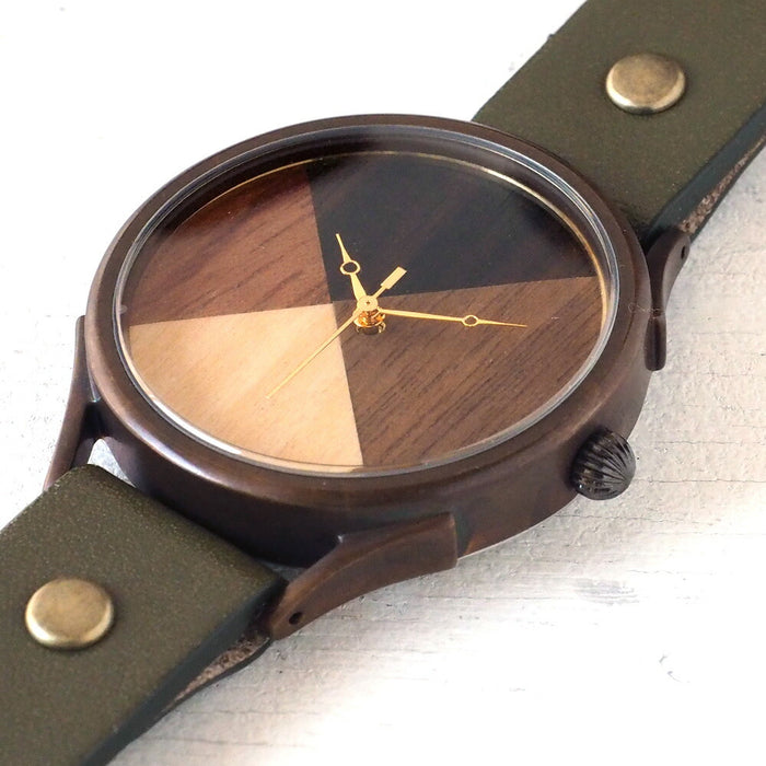 [Leave the placement of the dial to the artist] vie handmade watch “simple wood” parquet dial XL size [WB-077X] 