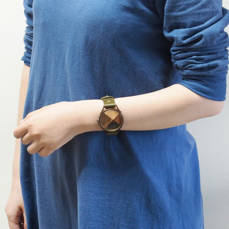 [Leave the placement of the dial to the artist] vie handmade watch “simple wood” parquet dial XL size [WB-077X] 