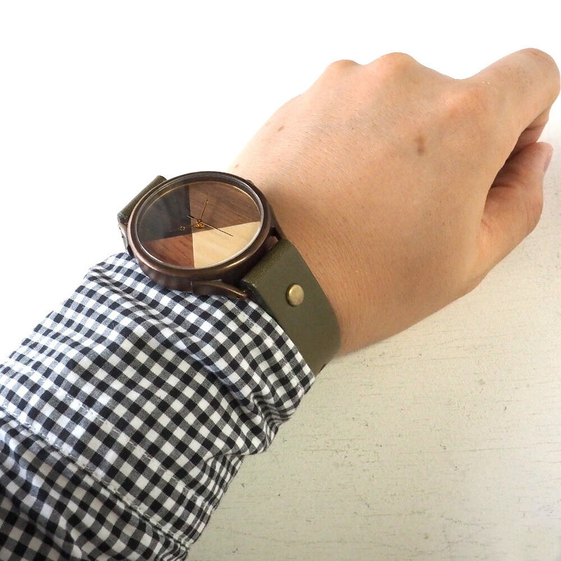 [Leave the placement of the dial to the artist] vie handmade watch “simple wood” parquet dial XL size [WB-077X] 