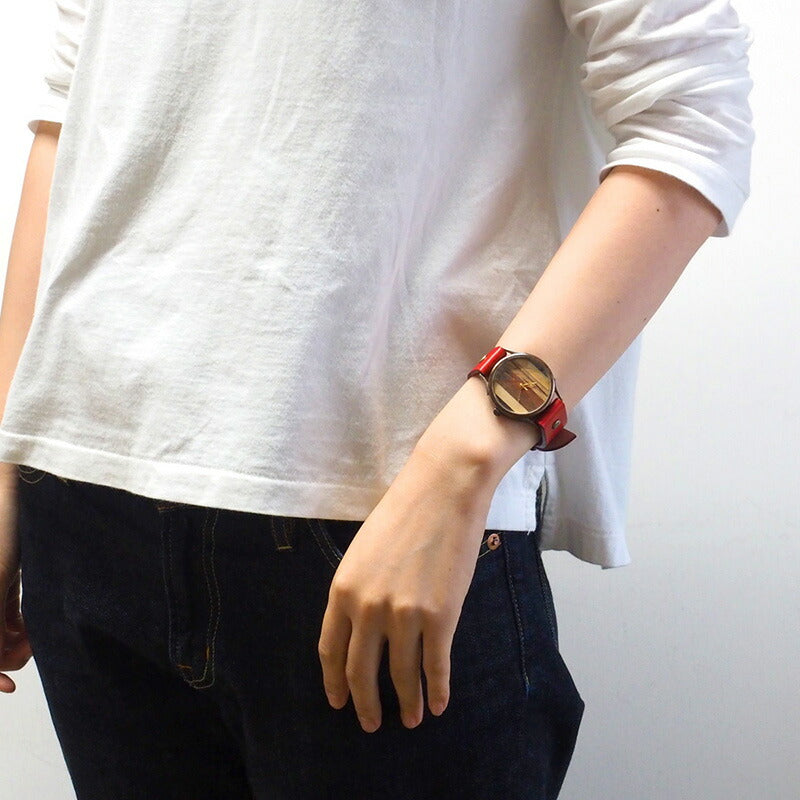 [Leave the placement of the dial to the artist] vie handmade watch “simple wood” parquet dial striped L size [WB-081L] 