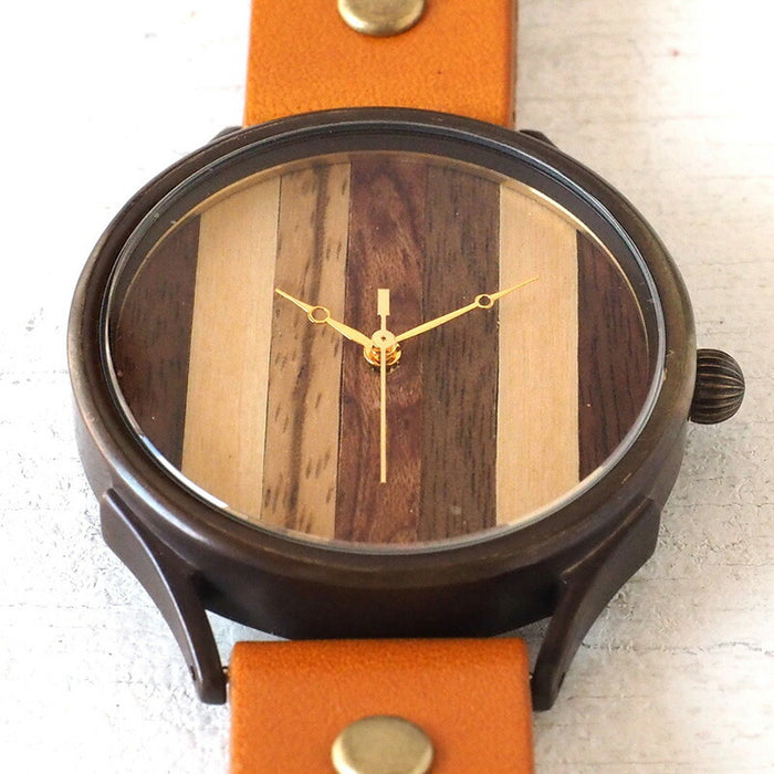 【錶盤擺放位置留給藝術家】vie 手工表“簡約木紋”鑲木錶盤條紋XL尺寸【WB-081X】 