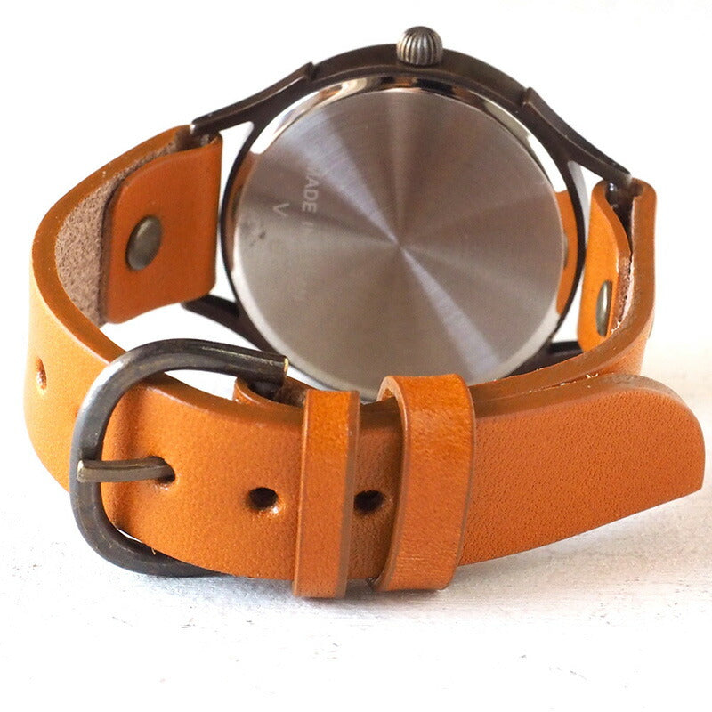 【文字盤の配置は作家におまかせ】vie（ヴィー） 手作り腕時計 “simple wood” 寄せ木文字盤 ストライプ XLサイズ [WB-081X]