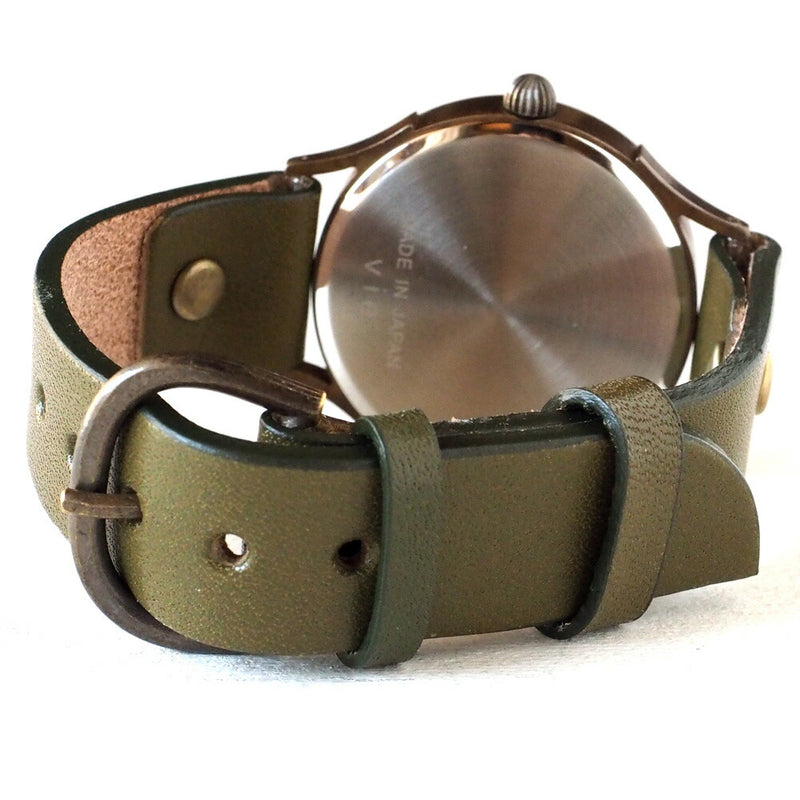 [Leave the placement of the dial to the artist] vie handmade watch “simple wood” parquet dial random stripe L size [WB-082L] 