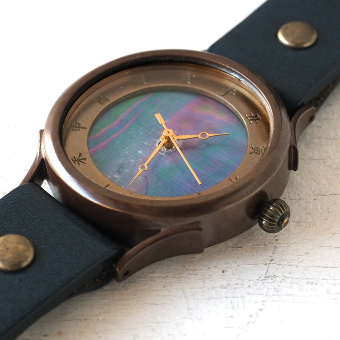 vie（ヴィー） 手作り腕時計 和時計 メイドインジャパン シリーズ 和tch 螺鈿文字盤 虹 Lサイズ [WJ-001L-NJ]