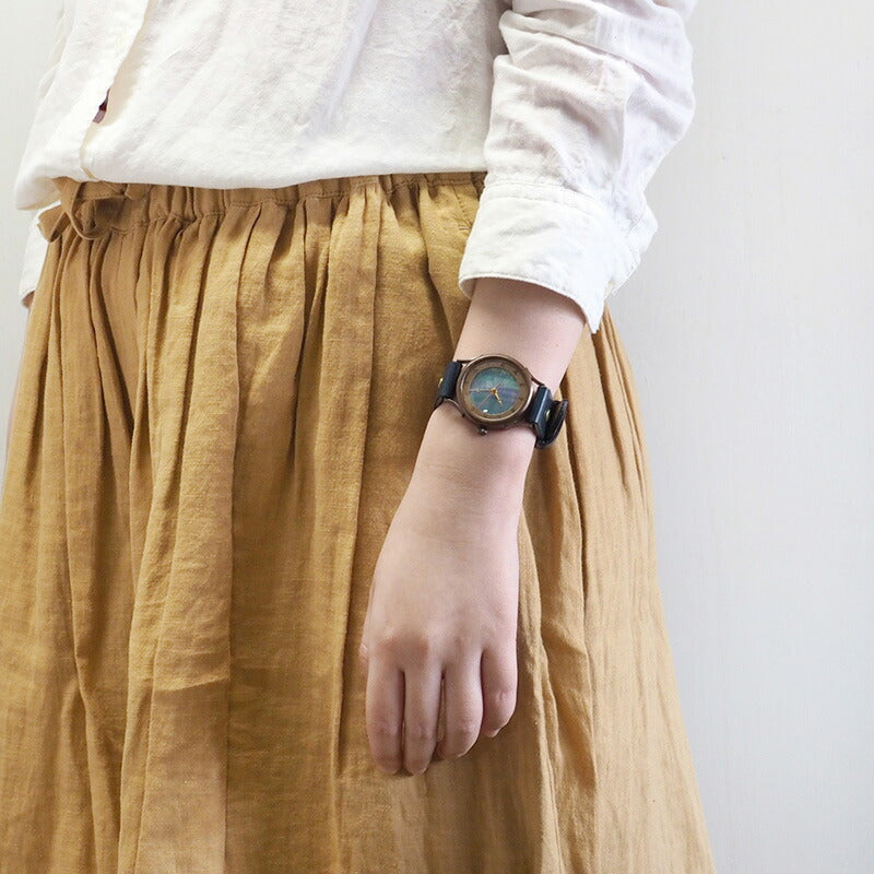 vie handmade watch Japanese clock made in Japan series Japanese tch mother of pearl dial rainbow L size [WJ-001L-NJ] 