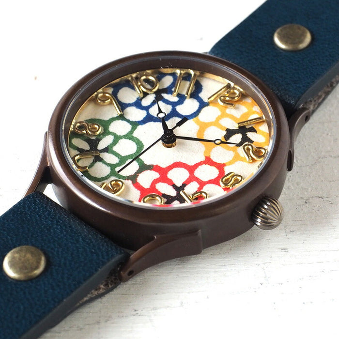 vie（ヴィー） 手作り腕時計 “和tch” 和紙文字盤 花4色 Lサイズ [WJ-004L-H4]