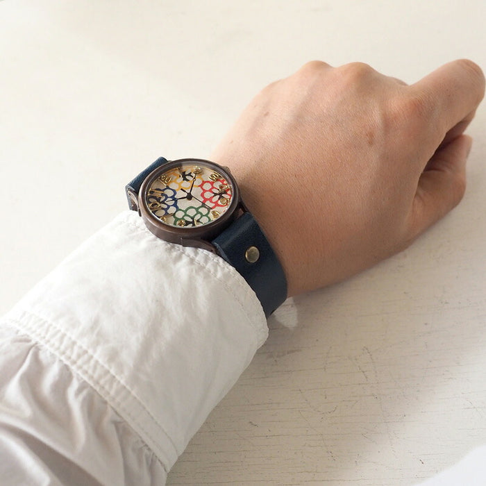 vie（ヴィー） 手作り腕時計 “和tch” 和紙文字盤 花4色 Lサイズ [WJ-004L-H4]