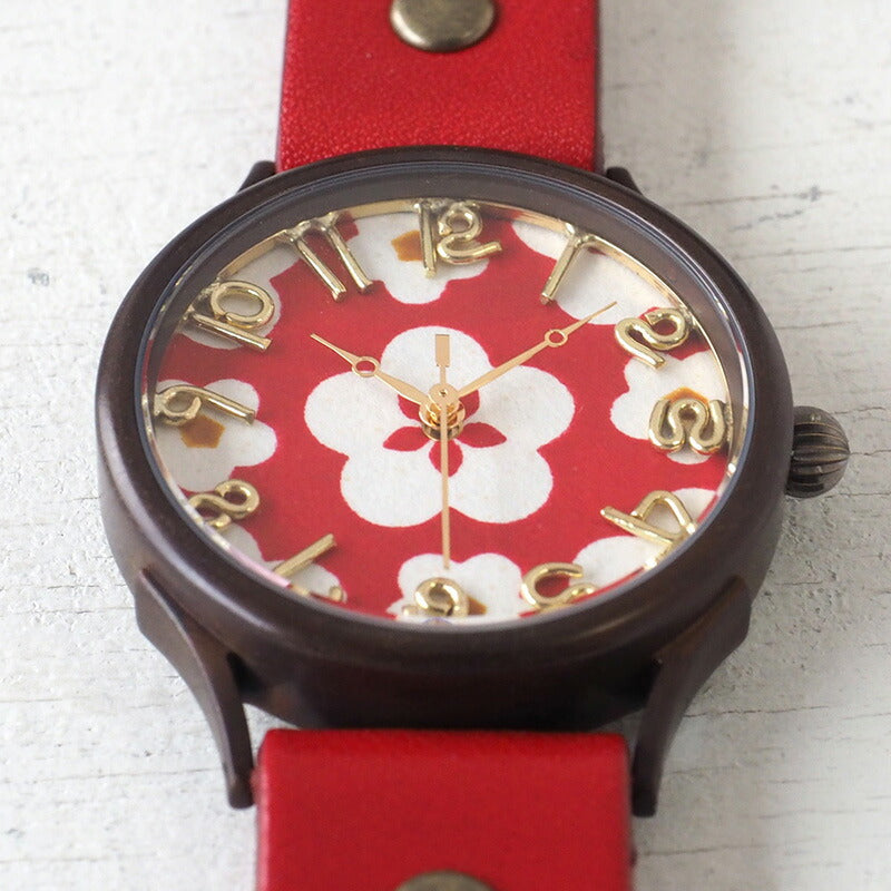 vie handmade watch “Watch” Japanese paper dial plum red L size [WJ-004L-RD] 