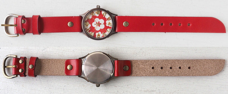 vie handmade watch “Watch” Japanese paper dial plum red L size [WJ-004L-RD] 