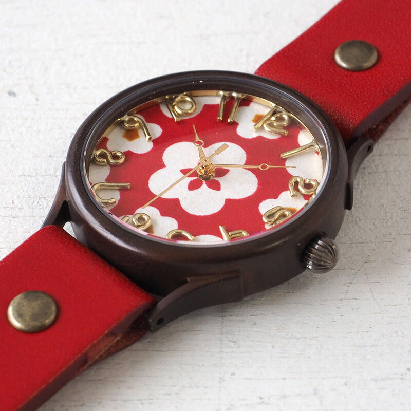 vie handmade watch “Watch” Japanese paper dial plum red L size [WJ-004L-RD] 