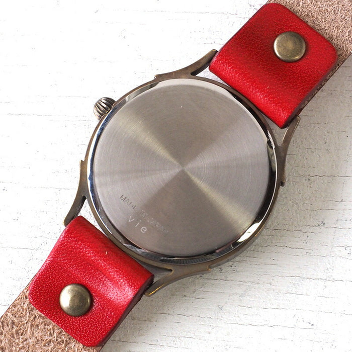 vie 手工手錶“手錶”日本紙錶盤梅紅色 L 尺寸 [WJ-004L-RD] 