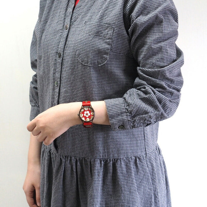 vie handmade watch “Watch” Japanese paper dial plum red L size [WJ-004L-RD] 