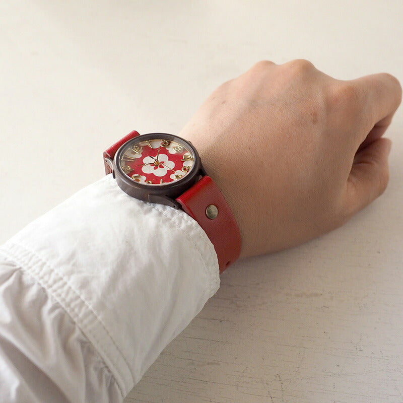 vie handmade watch “Watch” Japanese paper dial plum red L size [WJ-004L-RD] 