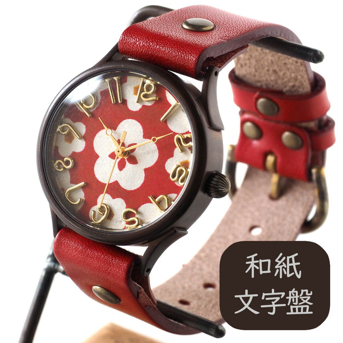 vie handmade watch “Watch” Japanese paper dial plum red L size [WJ-004L-RD] 