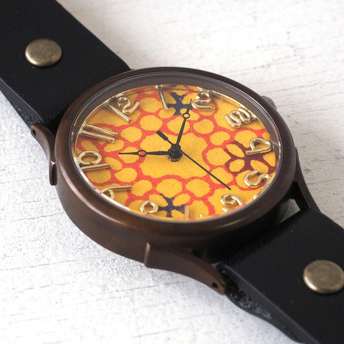 vie 手工手錶 “Japanese tch” 日本紙錶盤 花 黃色 黃色 L 尺寸 [WJ-004L-YE] 