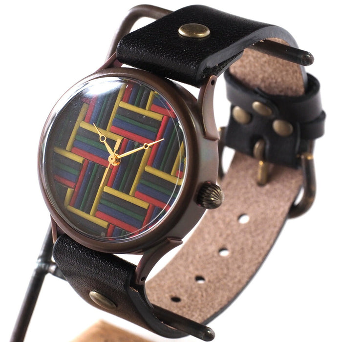 vie（ヴィー） 手作り腕時計 “和tch” 熊本いぐさ文字盤 カラフル井草 Lサイズ [WJ-005L]