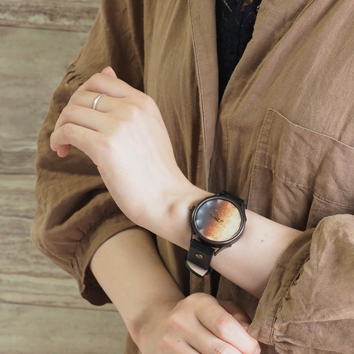 vie handmade watch Shigaraki ware dial brown XL size [WJ-010X-BR] 