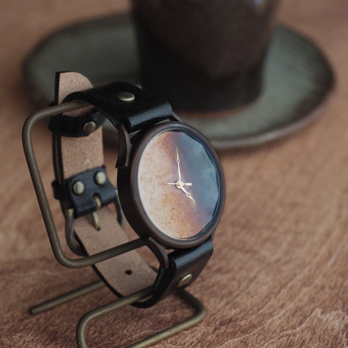 vie(ヴィー) 手作り腕時計 信楽焼 文字盤 ブラウン XLサイズ [WJ-010X-BR]
