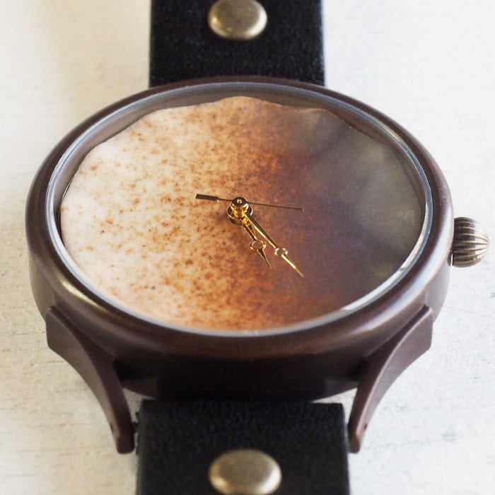 vie(ヴィー) 手作り腕時計 信楽焼 文字盤 ブラウン XLサイズ [WJ-010X-BR]