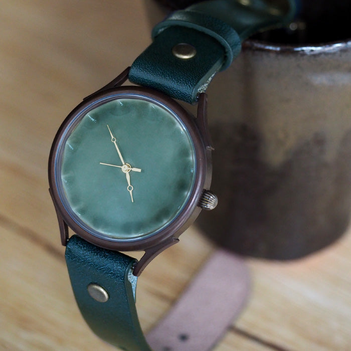 vie 手工手錶信樂燒錶盤綠色 XL 尺寸 [WJ-010X-GR] 