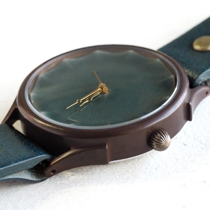 vie(ヴィー) 手作り腕時計 信楽焼 文字盤 グリーン XLサイズ [WJ-010X-GR]