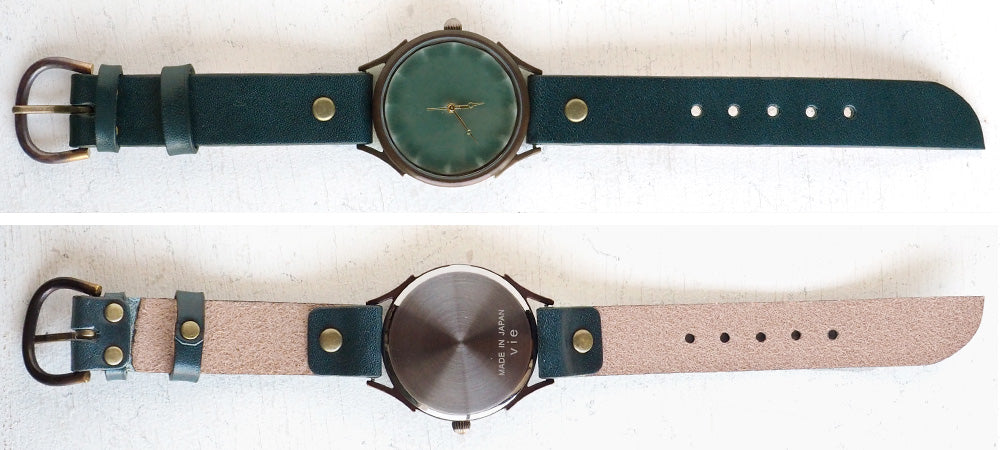 vie 手工手錶信樂燒錶盤綠色 XL 尺寸 [WJ-010X-GR] 