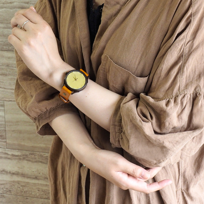 vie handmade watch Shigaraki ware dial yellow XL size [WJ-010X-YE] 