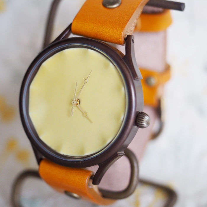 vie handmade watch Shigaraki ware dial yellow XL size [WJ-010X-YE] 