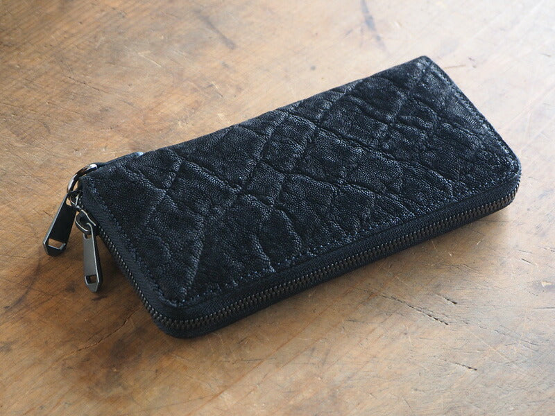 ZOO wallet long wallet elephant leather round zipper black ocelot wallet 2 [Z-ZLW-069-BK] elephant leather wallet