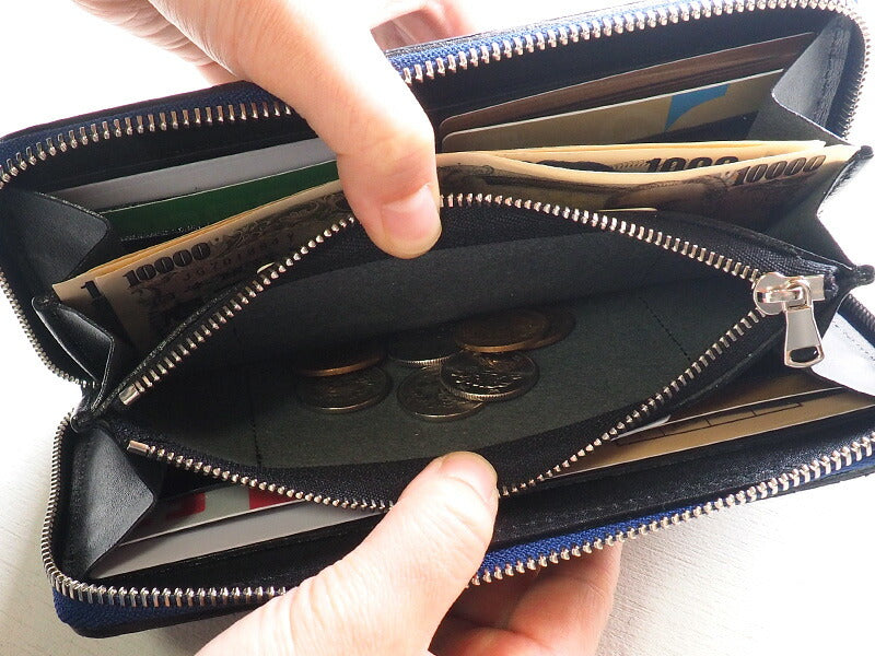 ZOO(ズー) 財布 長財布 象革 ラウンドファスナー ネイビー オセロットウォレット2 [Z-ZLW-069-NV] 象革財布