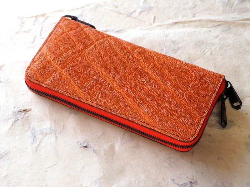 【ZOO】象革 オレンジ 長財布 ZOO(ズー) 財布 長財布 象革 ラウンドファスナー オレンジ オセロット