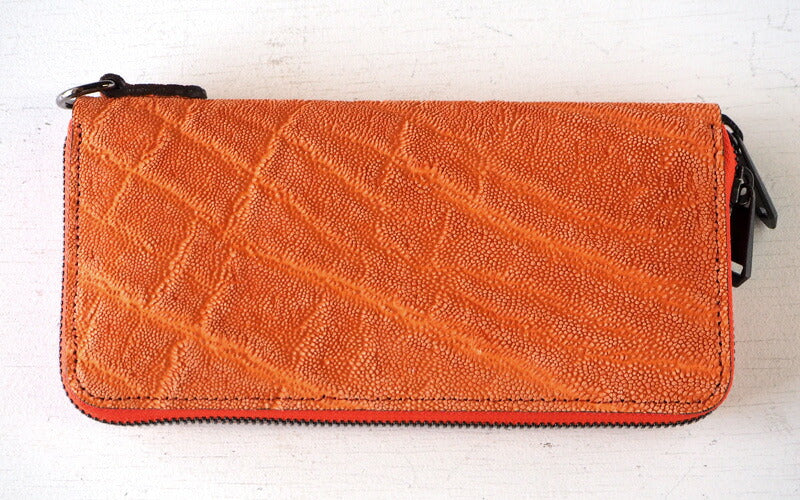 ZOO wallet long wallet elephant leather round zipper orange ocelot wallet 2 [Z-ZLW-069-OR] elephant leather wallet 
