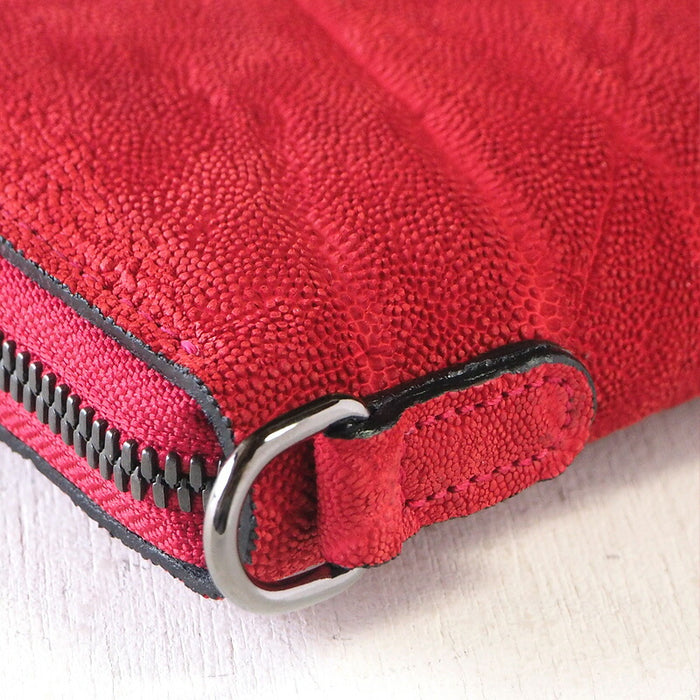 ZOO Wallet Long Wallet Elephant Leather Round Zipper Red Ocelot Wallet 2 [Z-ZLW-069-RD] Elephant Leather Wallet 