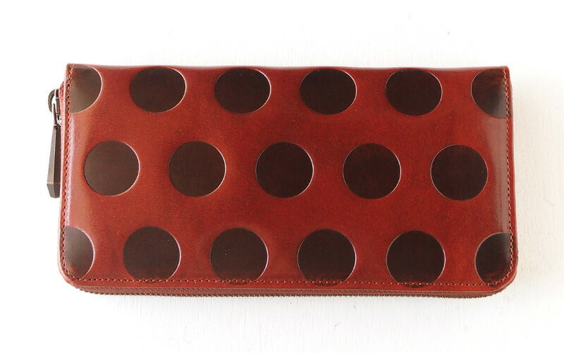 ZOO Wallet Long Wallet Italian Leather Dot Pattern Round Zipper Brown Caracal Wallet [Z-ZLW-077-BR] 