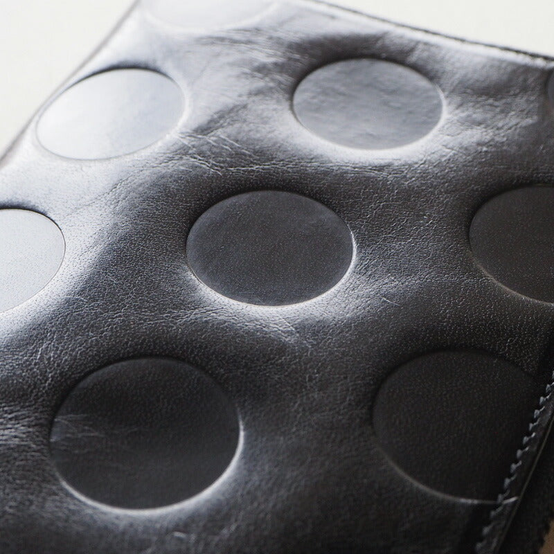 ZOO Wallet Long Wallet Italian Leather L-shaped Zipper Dot Pattern Black Cheetah Wallet 2 [Z-ZLW-078-BK] 