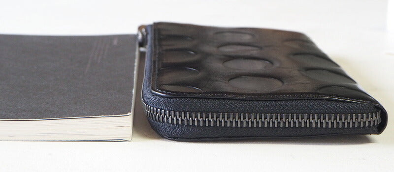 ZOO Wallet Long Wallet Italian Leather L-shaped Zipper Dot Pattern Black Cheetah Wallet 2 [Z-ZLW-078-BK] 