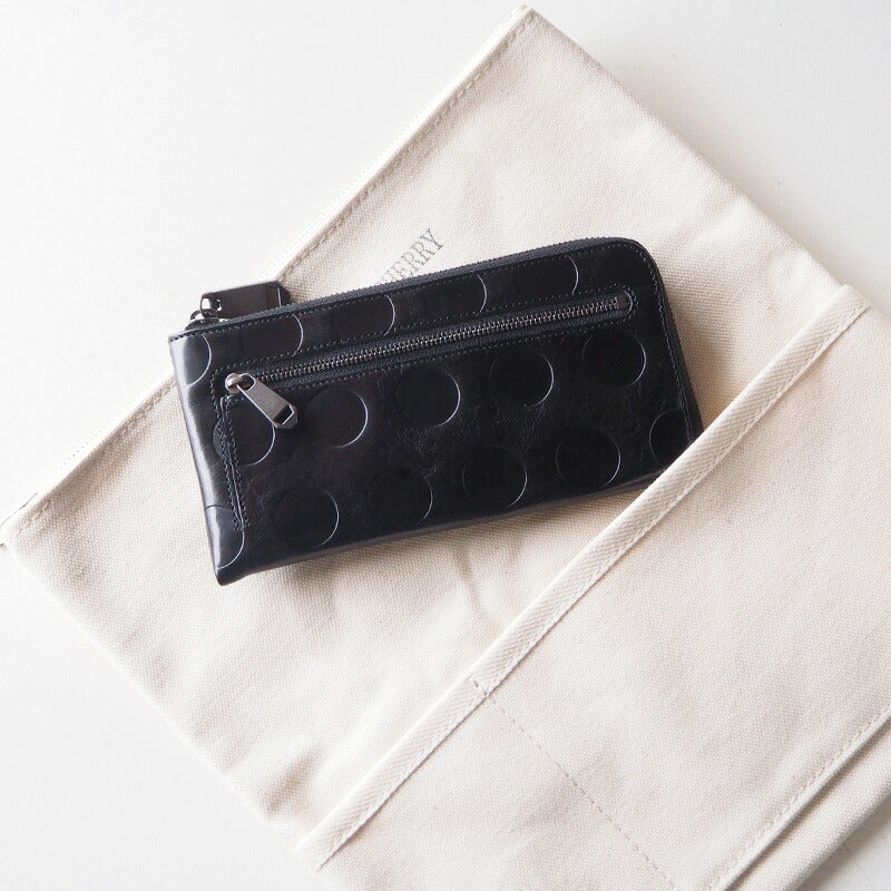 ZOO Wallet Long Wallet Italian Leather L-shaped Zipper Dot Pattern Black Cheetah Wallet 2 [Z-ZLW-078-BK] 