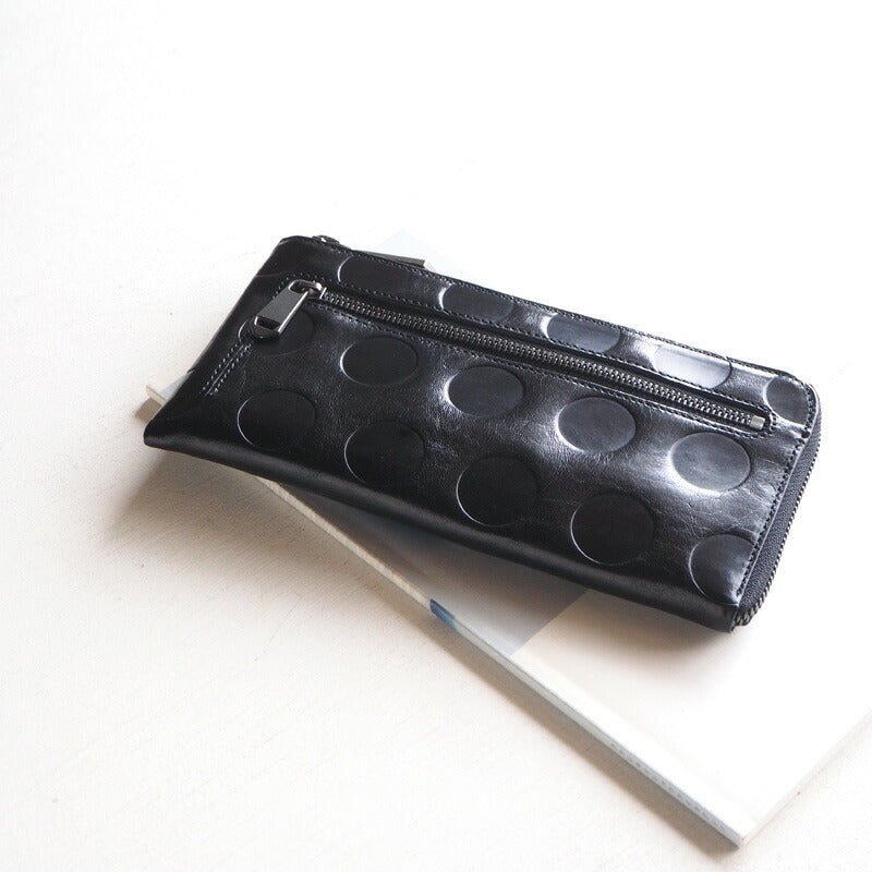 ZOO Wallet Long Wallet Italian Leather L-shaped Zipper Dot Pattern Black Cheetah Wallet 2 [Z-ZLW-078-BK] 
