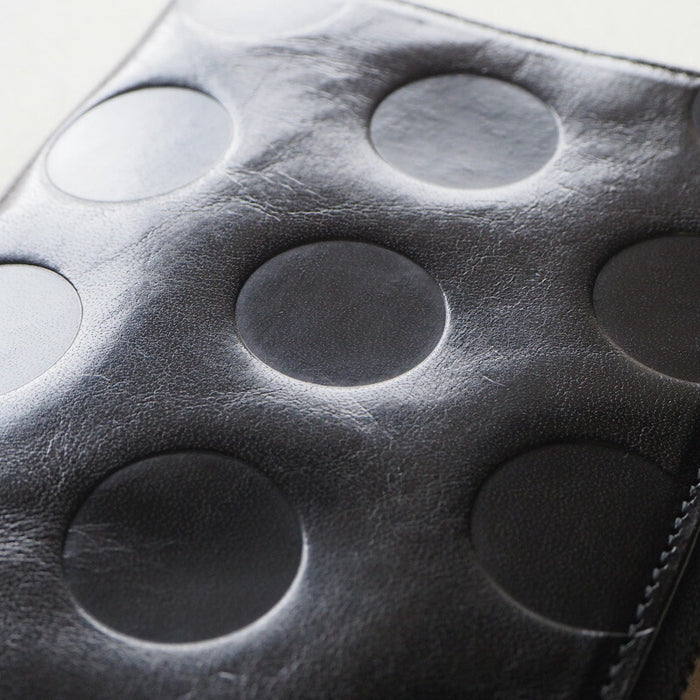 ZOO Wallet Long Wallet Italian Leather L-shaped Zipper Dot Pattern Black Cheetah Wallet 2 [Z-ZLW-078-BK] 