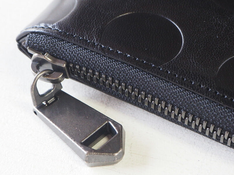 ZOO Wallet Long Wallet Italian Leather L-shaped Zipper Dot Pattern Black Cheetah Wallet 2 [Z-ZLW-078-BK] 