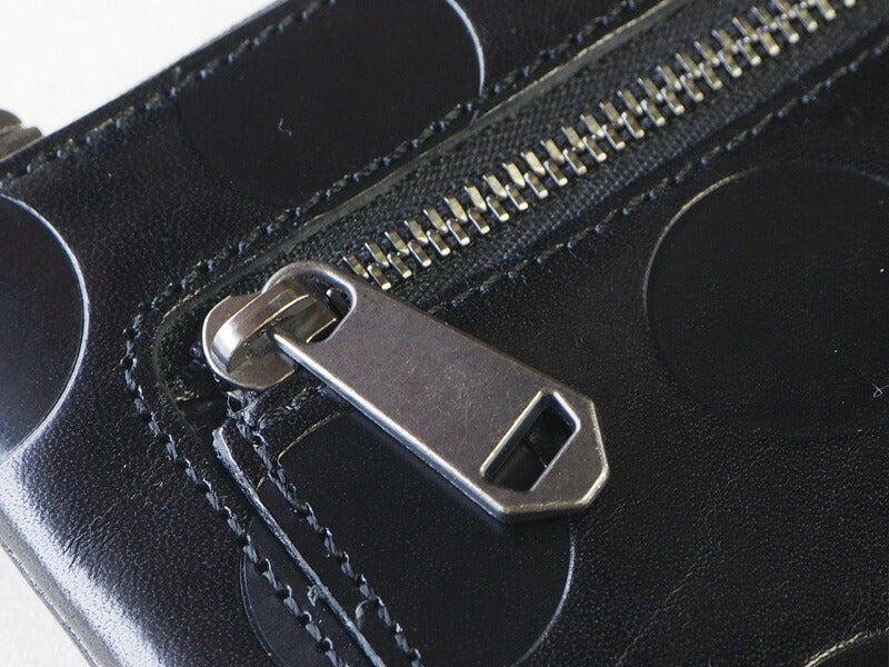 ZOO Wallet Long Wallet Italian Leather L-shaped Zipper Dot Pattern Black Cheetah Wallet 2 [Z-ZLW-078-BK] 