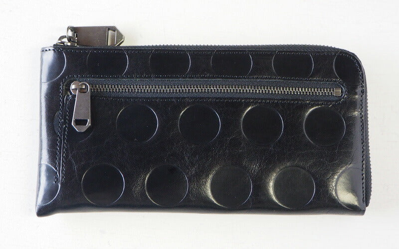 ZOO Wallet Long Wallet Italian Leather L-shaped Zipper Dot Pattern Black Cheetah Wallet 2 [Z-ZLW-078-BK] 