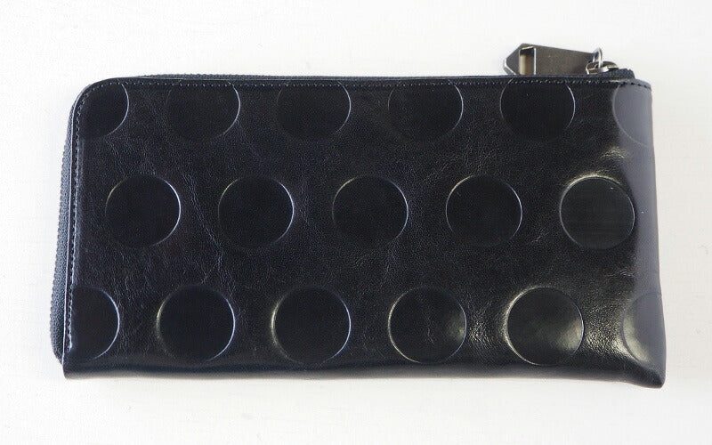 ZOO Wallet Long Wallet Italian Leather L-shaped Zipper Dot Pattern Black Cheetah Wallet 2 [Z-ZLW-078-BK] 